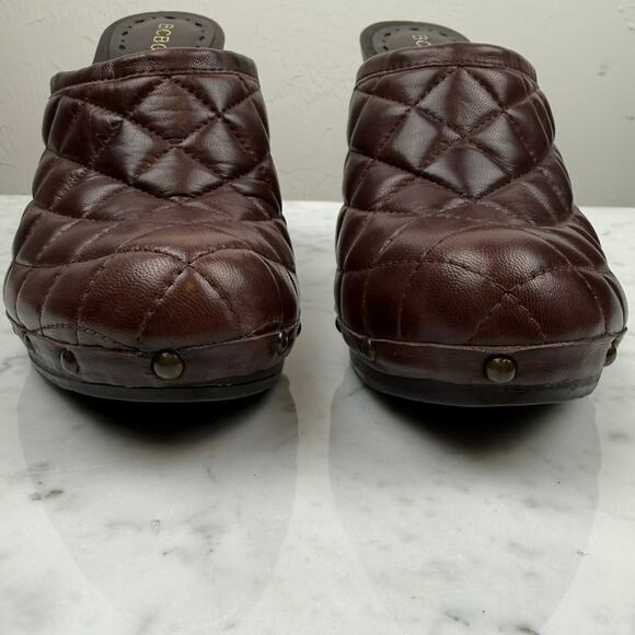 BCBGirls Quilted Brown Leather Clog Heels Y2K Boho Size 6.5 BCBG - Picture 5 of 10